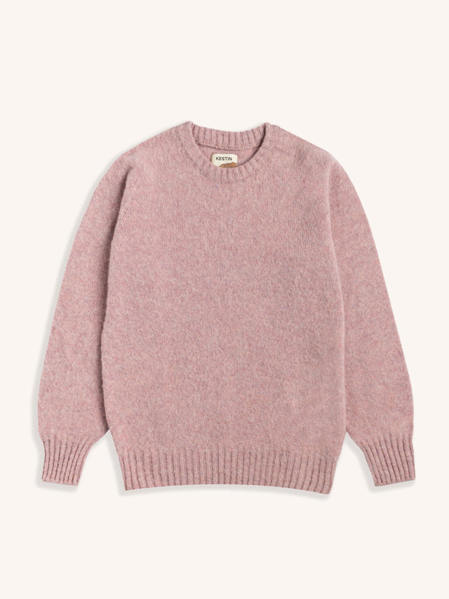 Brushed Shetland Crew in Pale Pink Lambswool