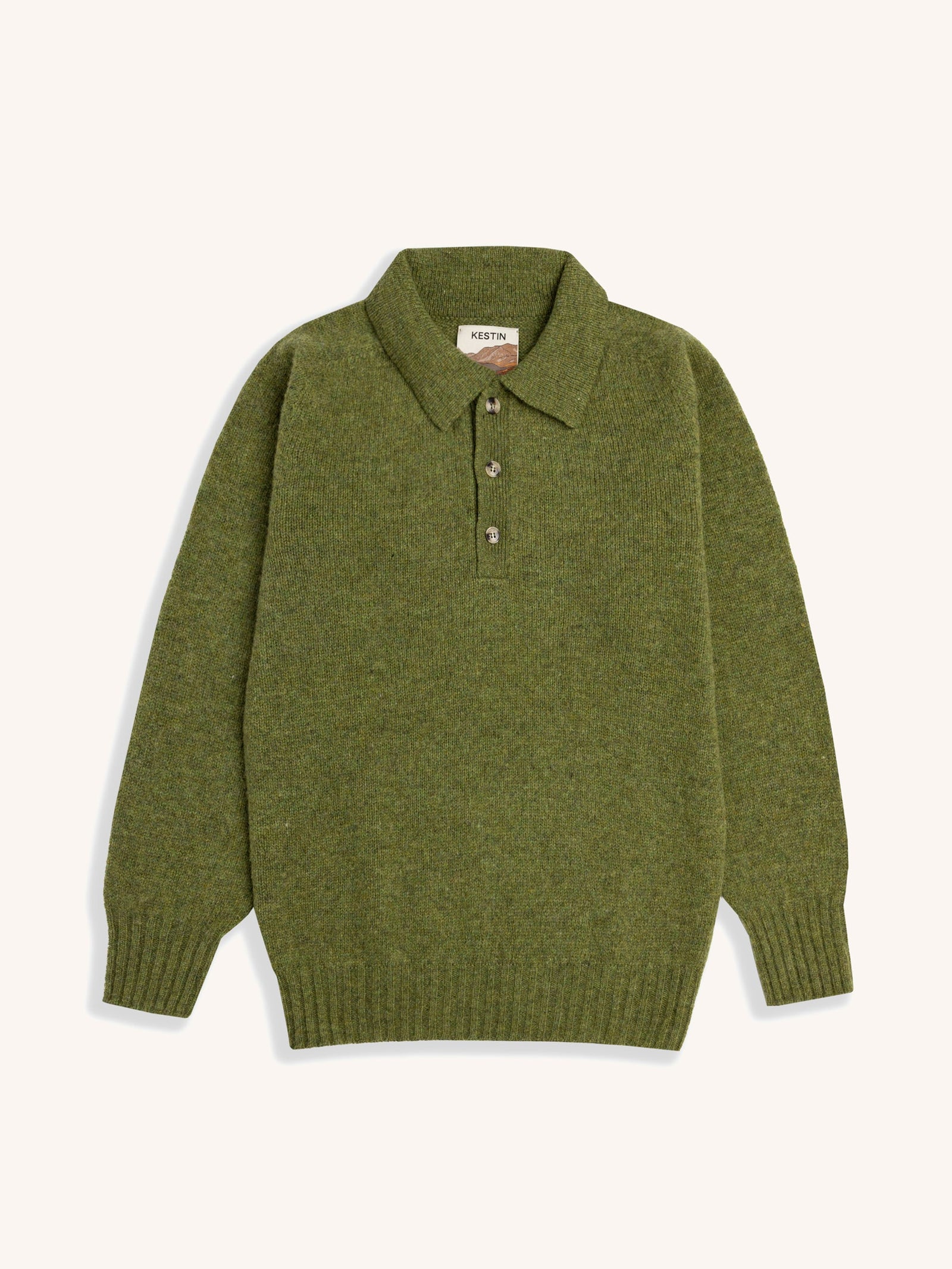 Lewis Brushed Shetland Polo In Apple Lambswool