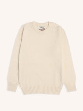 Brushed Shetland Crew in Ecru Lambswool