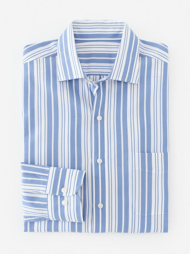 Blue/White Varigated Stripe Gramercy Cotton Shirt | Men's Shirts | J.McLaughlin