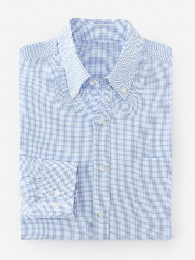 Blue/White Graphic Check Belvedere Cotton Shirt | Men's Shirts | J.McLaughlin