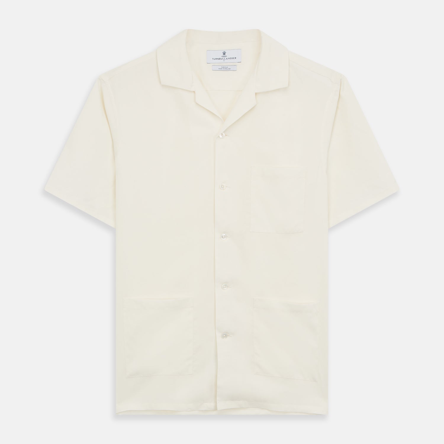 Cream Holiday Fit Silk Phillips Shirt with Revere Collar