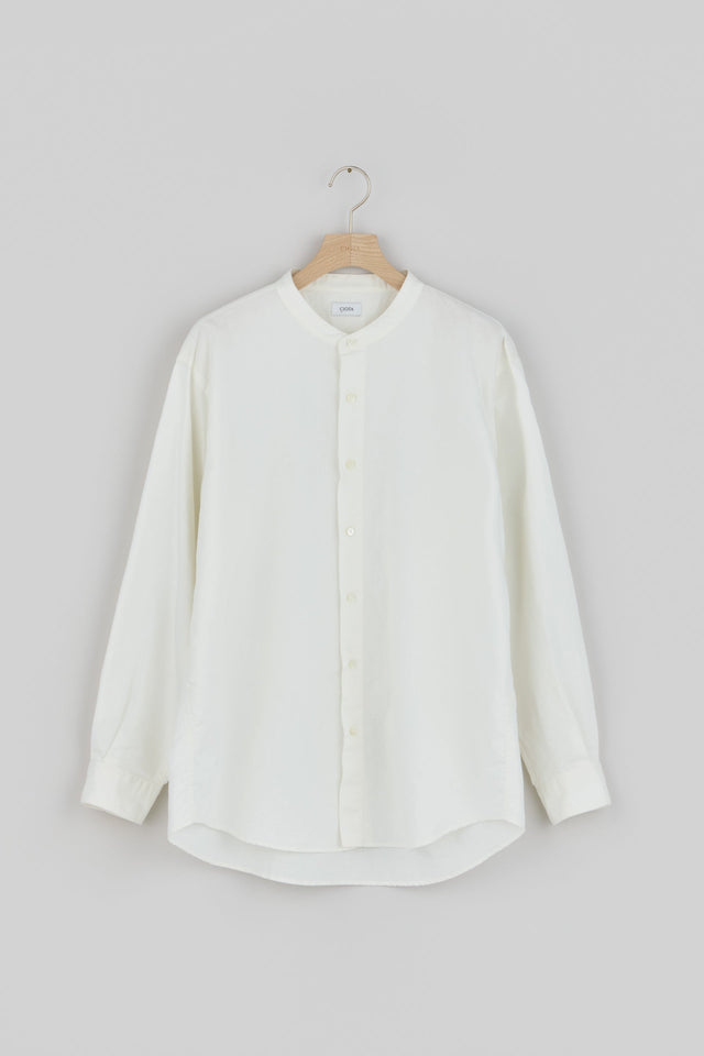 Band Collar Long Sleeve Shirt (Cotton Linen)