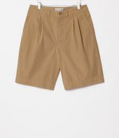 Pleated Cotton Poplin Bermuda Shorts