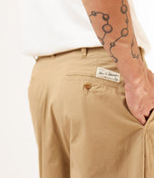 Pleated Cotton Poplin Bermuda Shorts