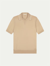 Shortsleeve Buttonless Polo Beige