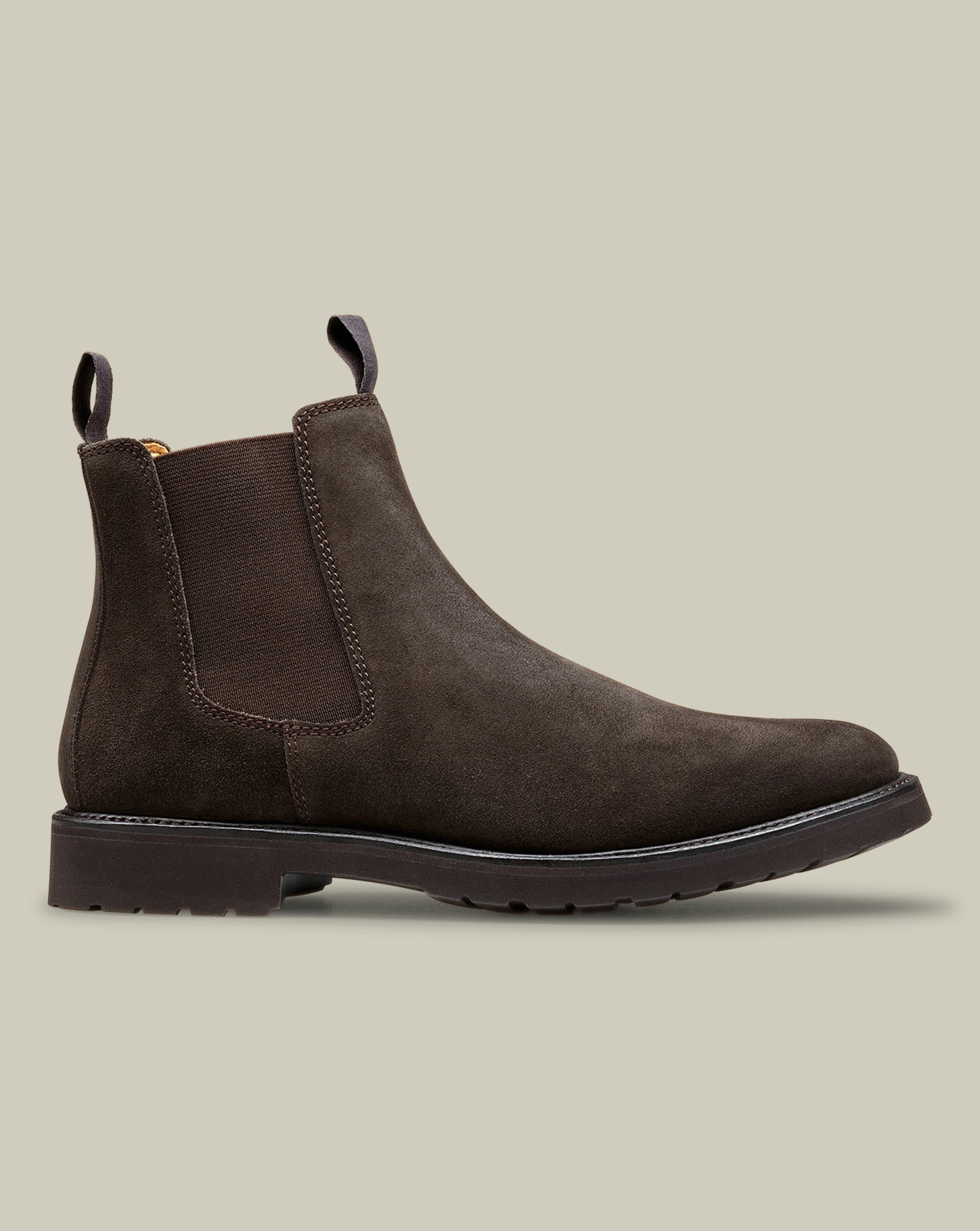 Rubber Sole Suede Chelsea Boots - Chocolate Brown