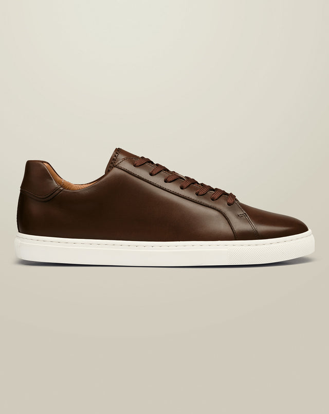 Leather Smart Trainers - Walnut Brown