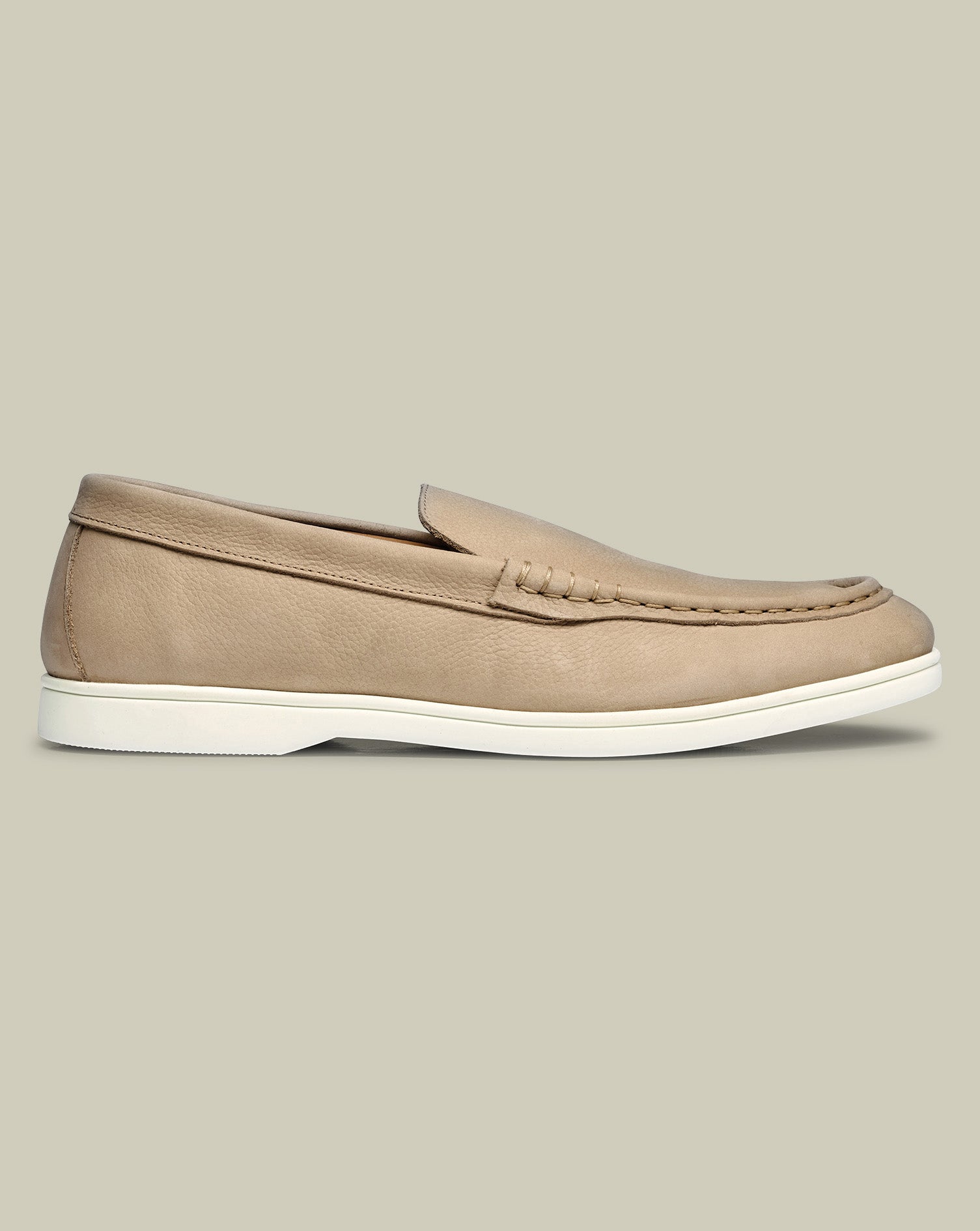 Nubuck Slip-On Loafers – Chalk