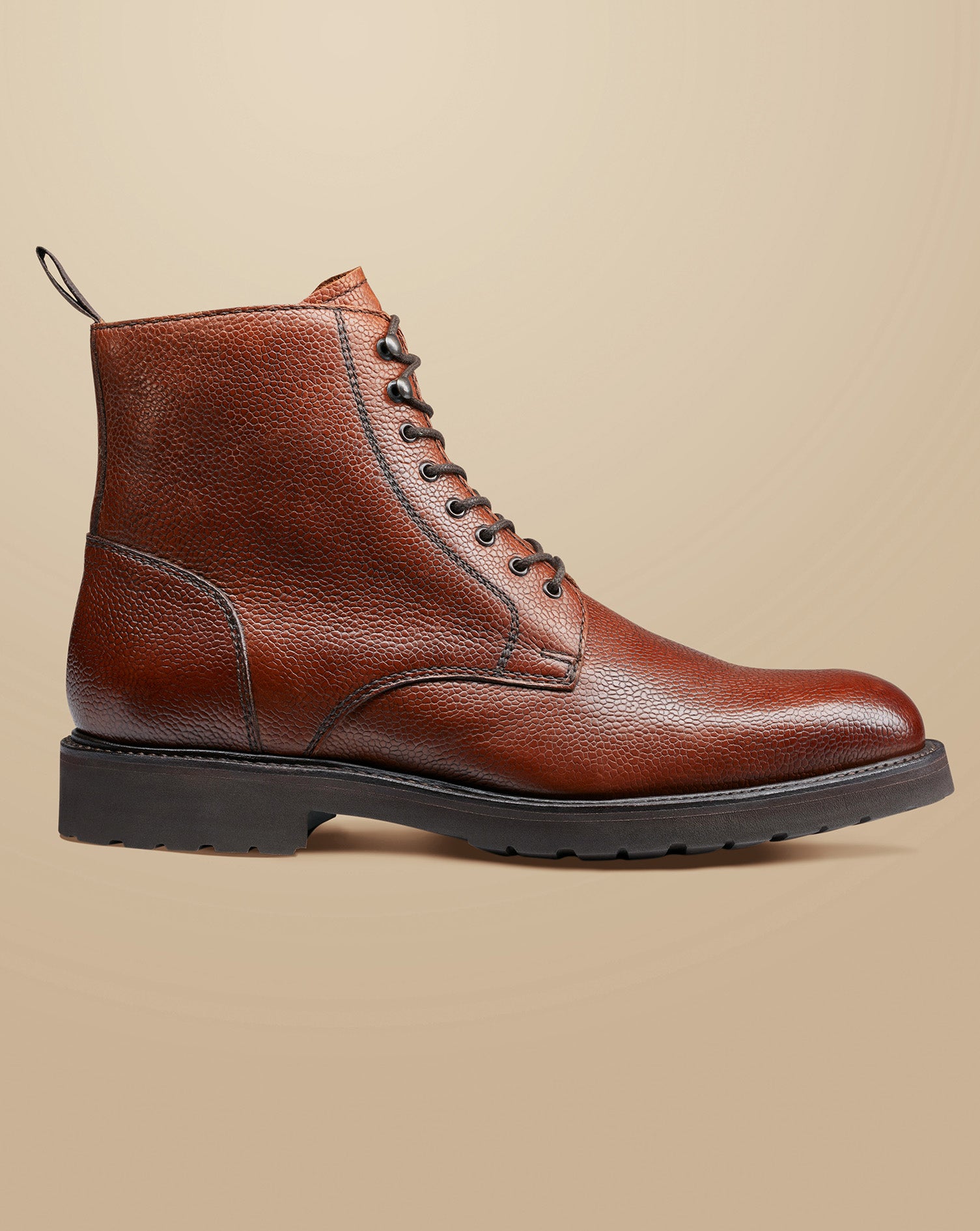 Grain Leather Boots Chestnut Brown