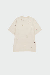 Ecru Hand Embroidered T Shirt