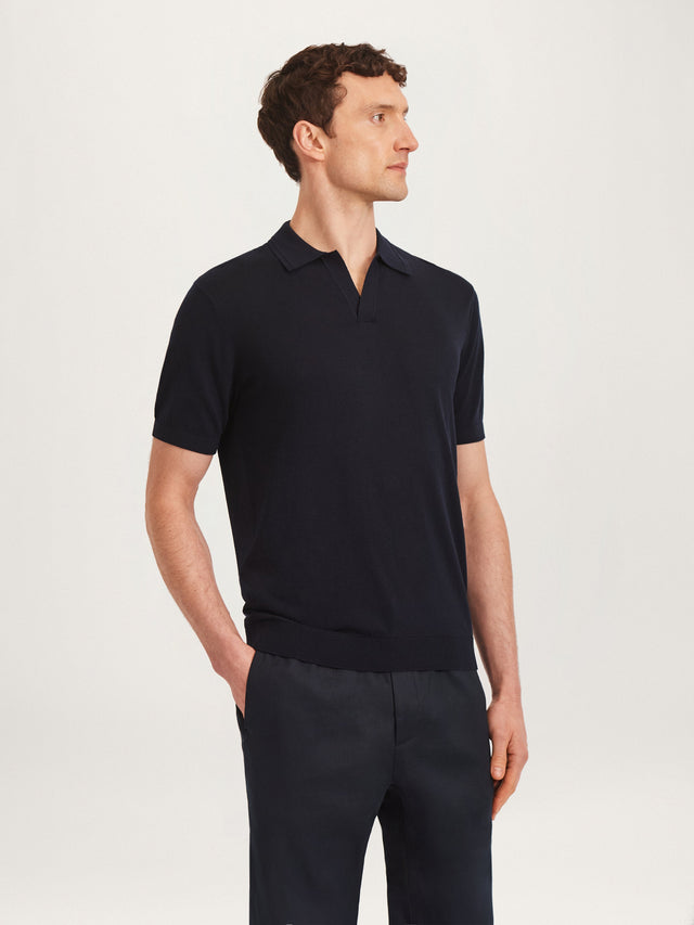 The Silk Polo || Navy | Silk & Cotton