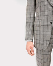 Costume Droit En Laine M Rinos Prince De Galles Noir Et Blanc