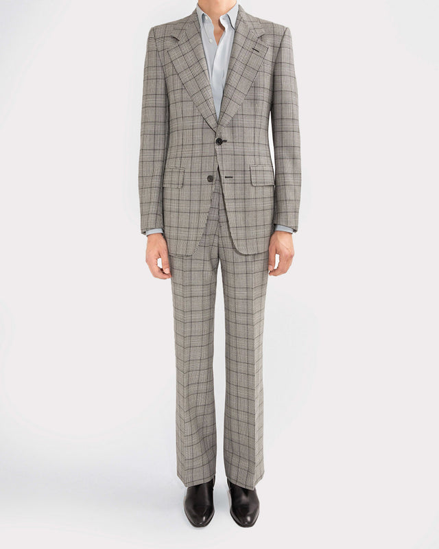 COSTUME DROIT EN LAINE MÉRINOS - PRINCE DE GALLES NOIR ET BLANC