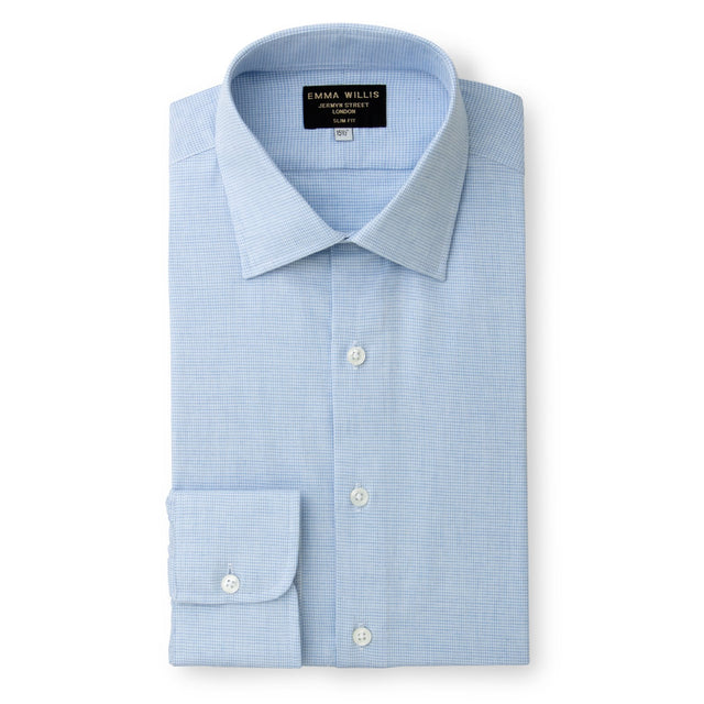 Sky Houndstooth Brushed Cotton Shirt