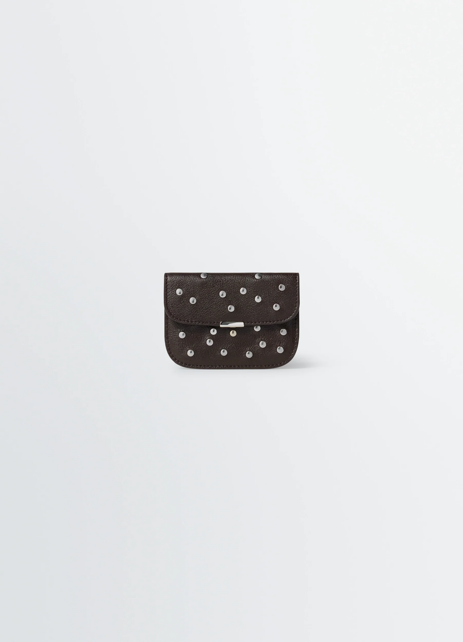 Soft Tab Studs Dots Card Holder In Leather