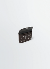 Soft Tab Studs Dots Card Holder In Leather