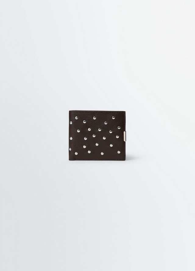 SOFT TAB STUDS DOTS BIFOLD WALLET IN LEATHER
