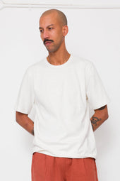 Slub Embroidered T Shirt Off White