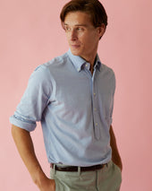 Knit Button Down Popover Shirt In Oxford Pima Pique