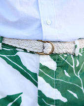 1 Woven Double O Ring Belt In Bone Cotton