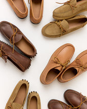 Crepe Lace Up Moccasin In Natural Leather