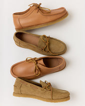 Crepe Lace Up Moccasin In Natural Leather