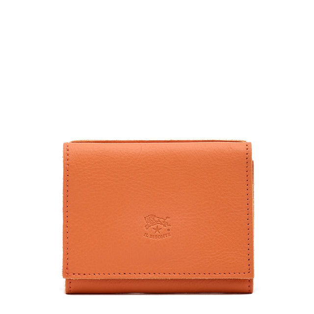 Wallet in leather color orange pontormo