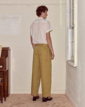 Wide Leg Snap Trousers - Ochre