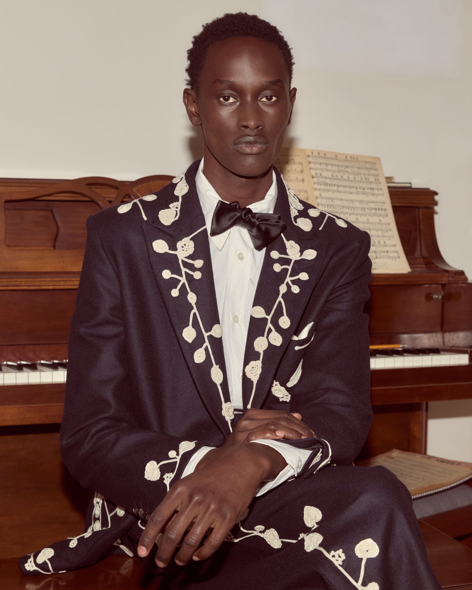 Snowdrop Appliqué Suit Jacket - Navy