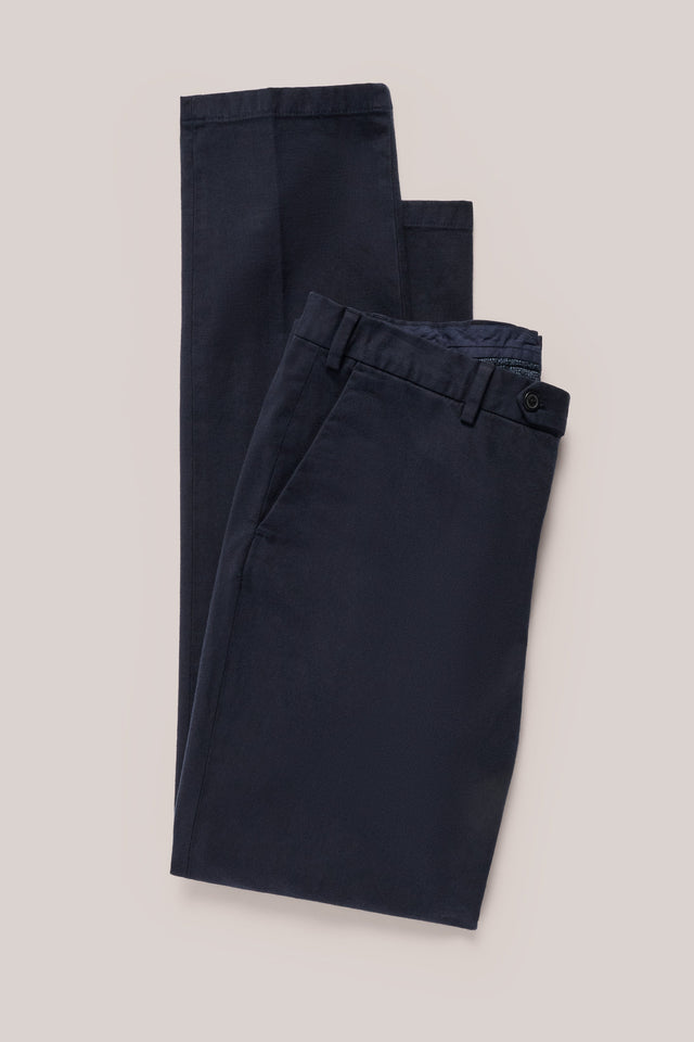 Soft Cotton Straight-Leg Chino - Navy Melange
