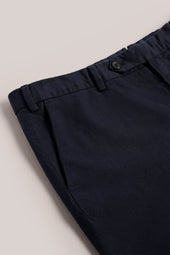 Soft Cotton Straight-Leg Chino - Navy Melange