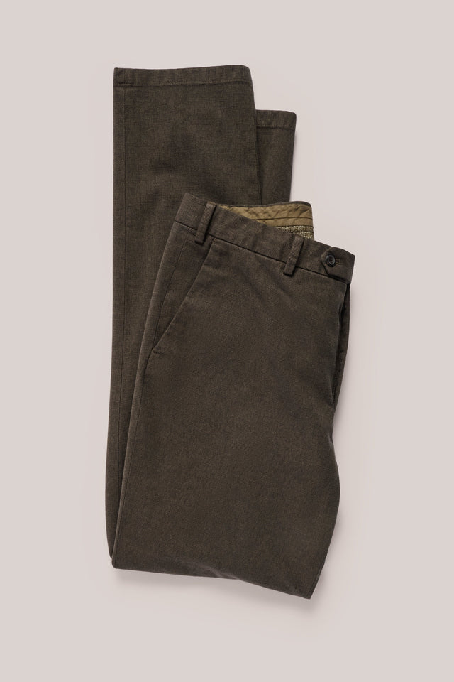Soft Cotton Straight-Leg Chino - Brown Melange