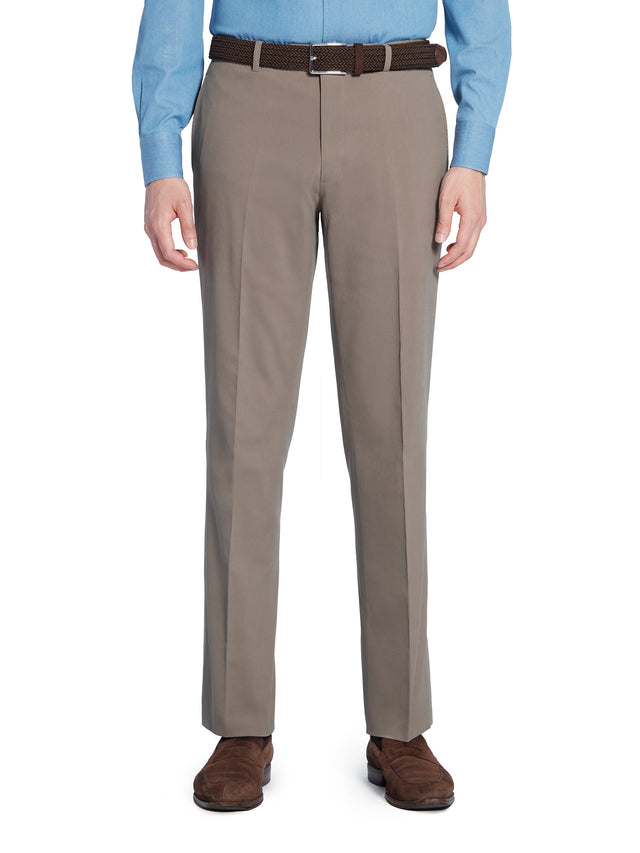 Taupe Cotton Twill Trousers - Model 08 (SLIM)