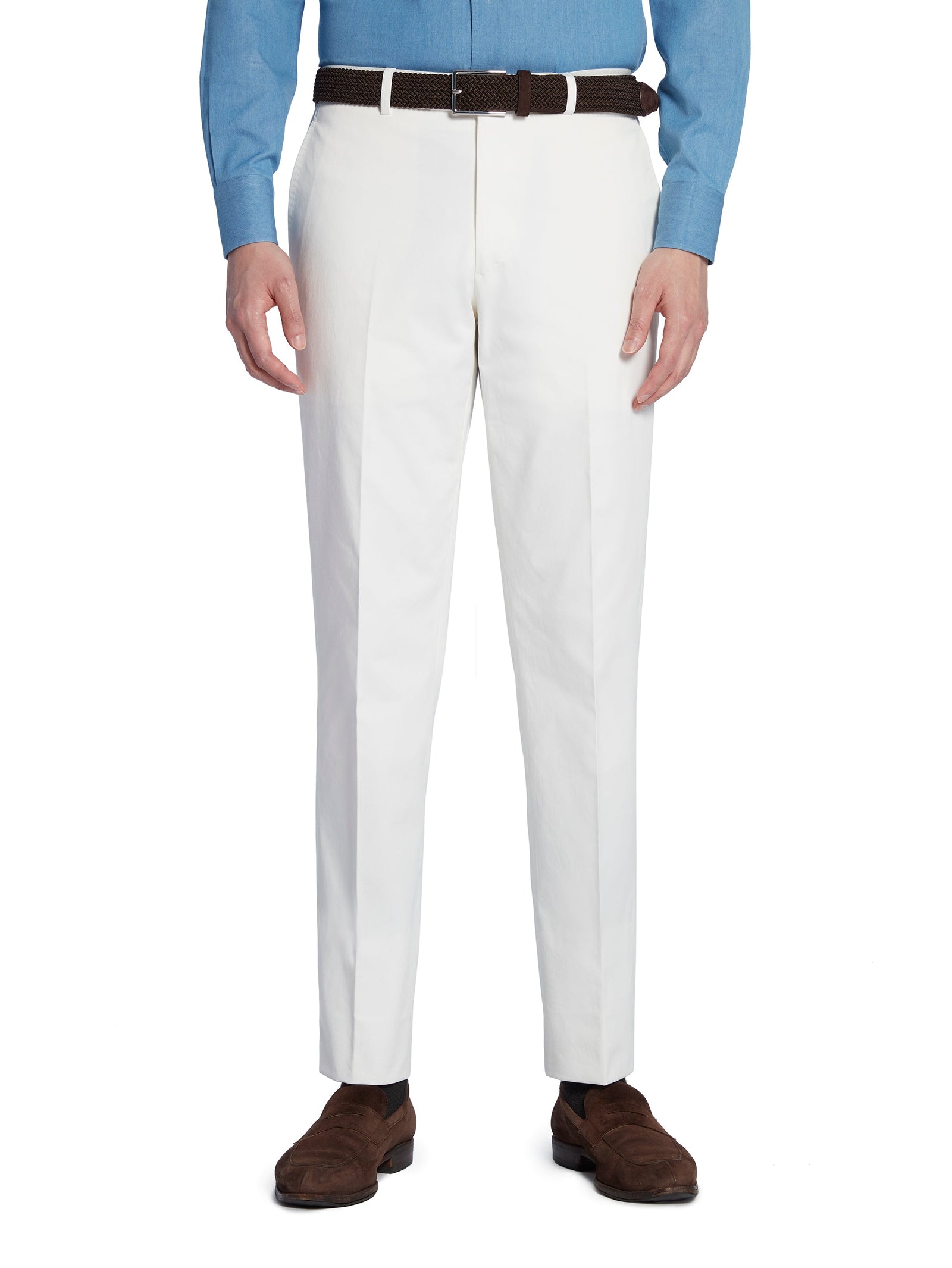 White Cotton Twill Trousers - Model 08 (SLIM)