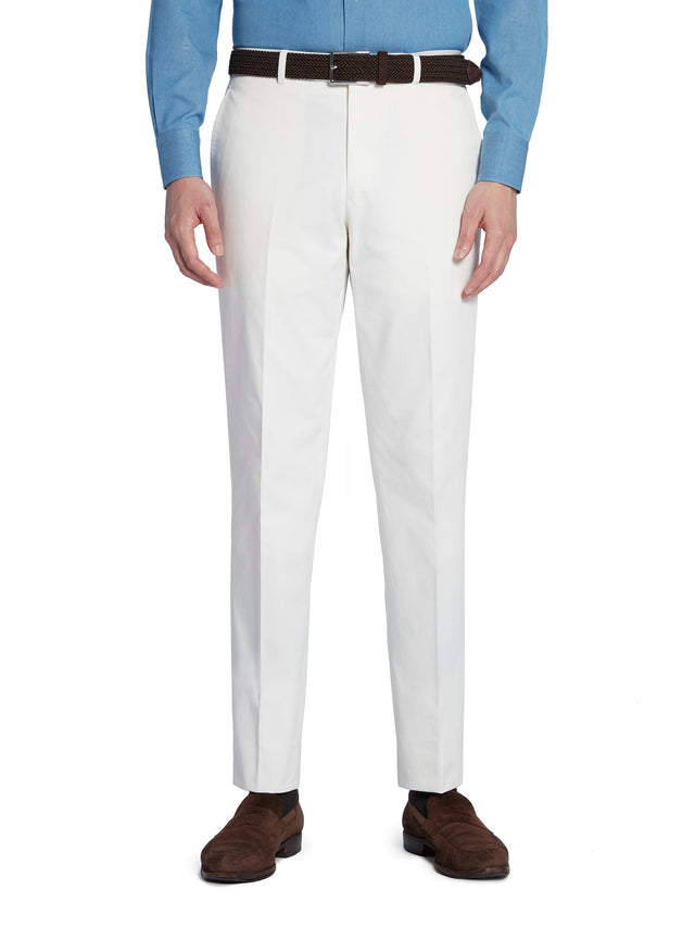 White Cotton Twill Trousers - Model 08 (SLIM)