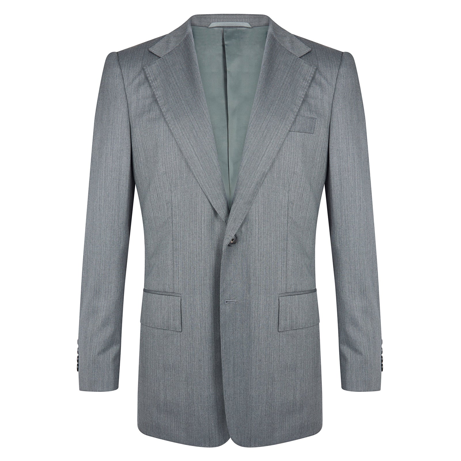 Grey Herringbone Notch Lapel Contemporary Suit