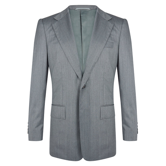 Grey Herringbone Notch Lapel Contemporary Jacket