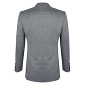 Grey Herringbone Notch Lapel Contemporary Jacket