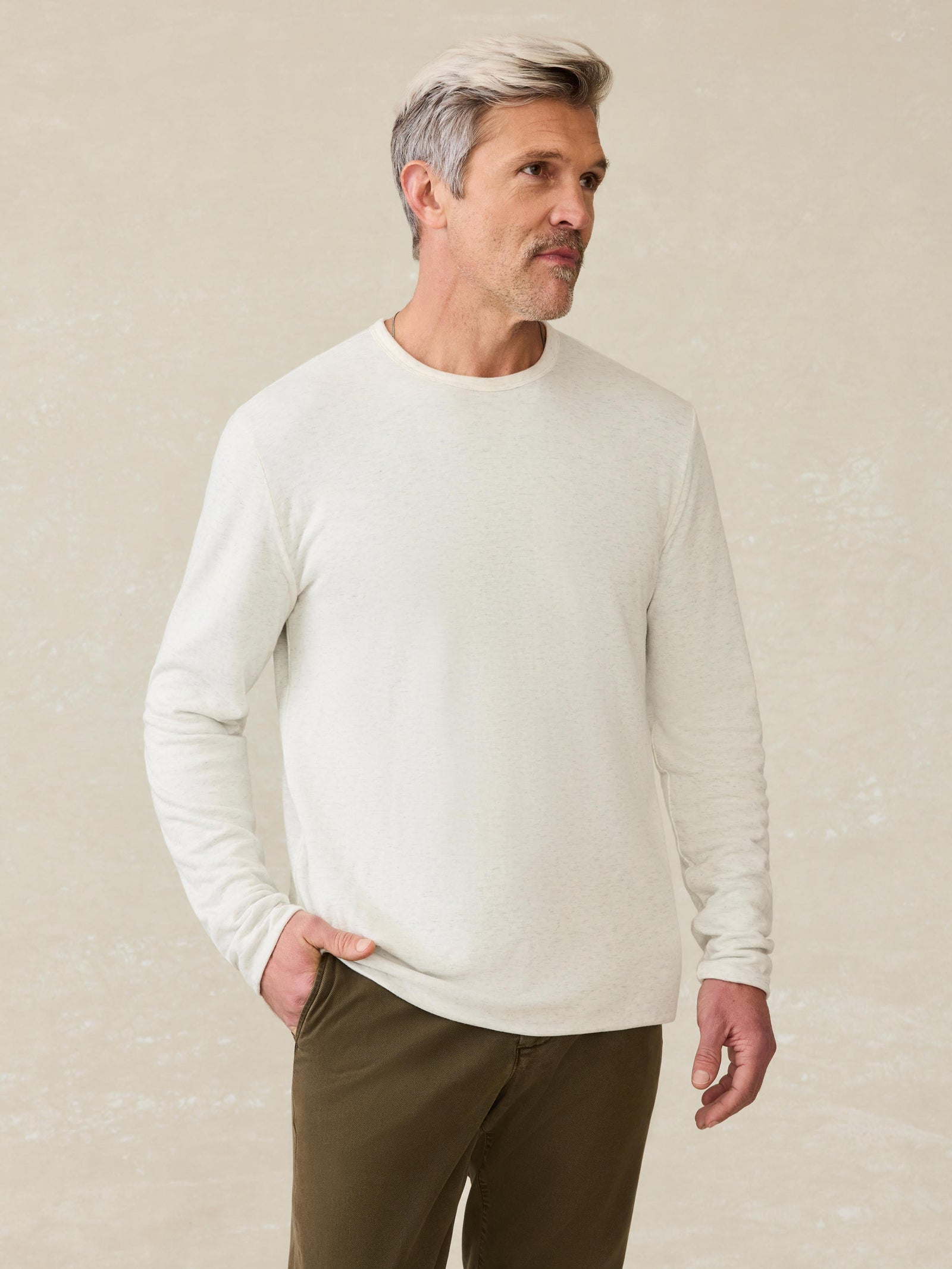 Cloud Reversible Crew - Ivory Heather/Light Blue Heather