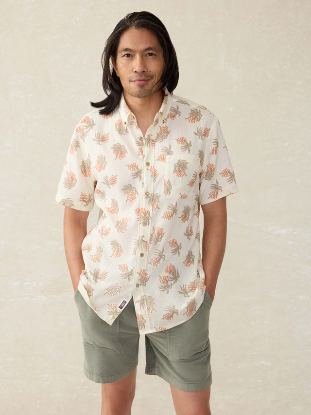 Short-Sleeve Breeze Shirt (Tall) - Sunlit Palm & Waves