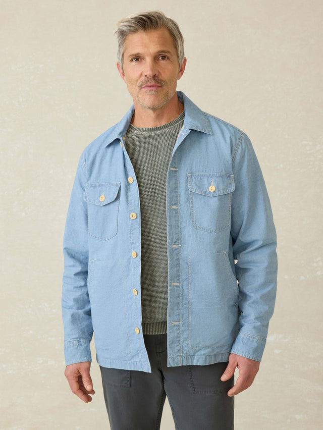 Indigo Herringbone Shirt Jacket
