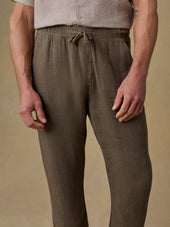 Linen Drawstring Pant - Dark Palm