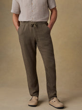 Linen Drawstring Pant - Dark Palm