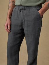 Linen Drawstring Pant - Washed Black