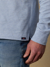 Long-Sleeve Sunwashed Regenerative T-Shirt Polo - Dune Stripe Blue