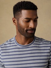 Sunwashed Regenerative Tee - Whitecap Navy Stripe
