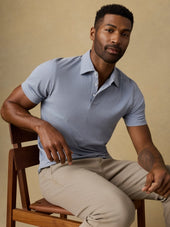 Short-Sleeve Movement Pique Polo - Flint White Melange