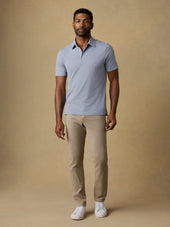 Short-Sleeve Movement Pique Polo - Flint White Melange