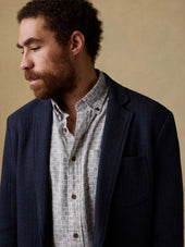 Inlet Knit Tweed Blazer - Navy Twilight Herringbone